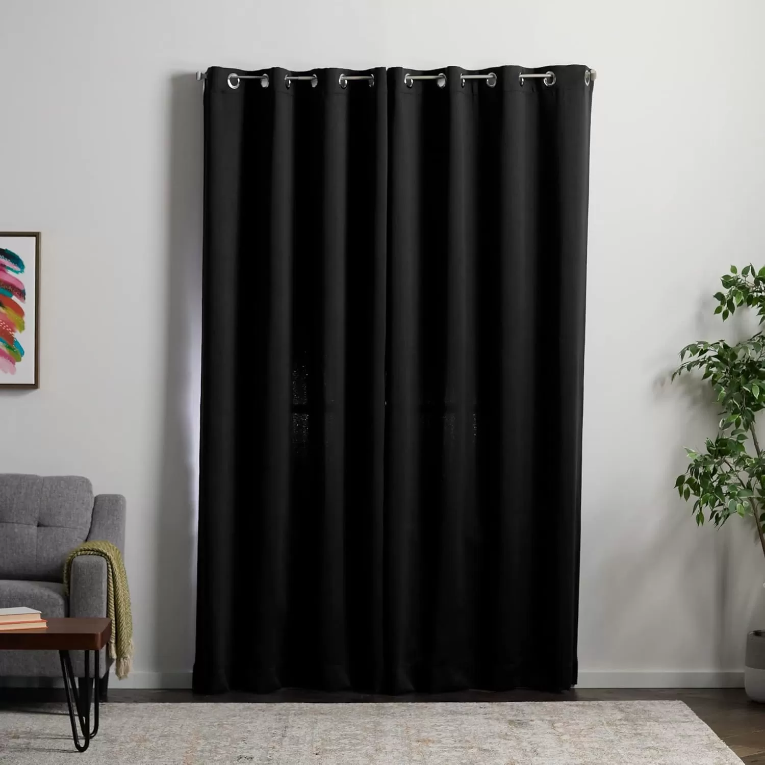 imageLinenspa 85 Blackout Curtain 2 Panels Set  Black Curtains 108 Inch Length  Thermal Insulated Noise Reducing  Dorm Room EssentialsBlack