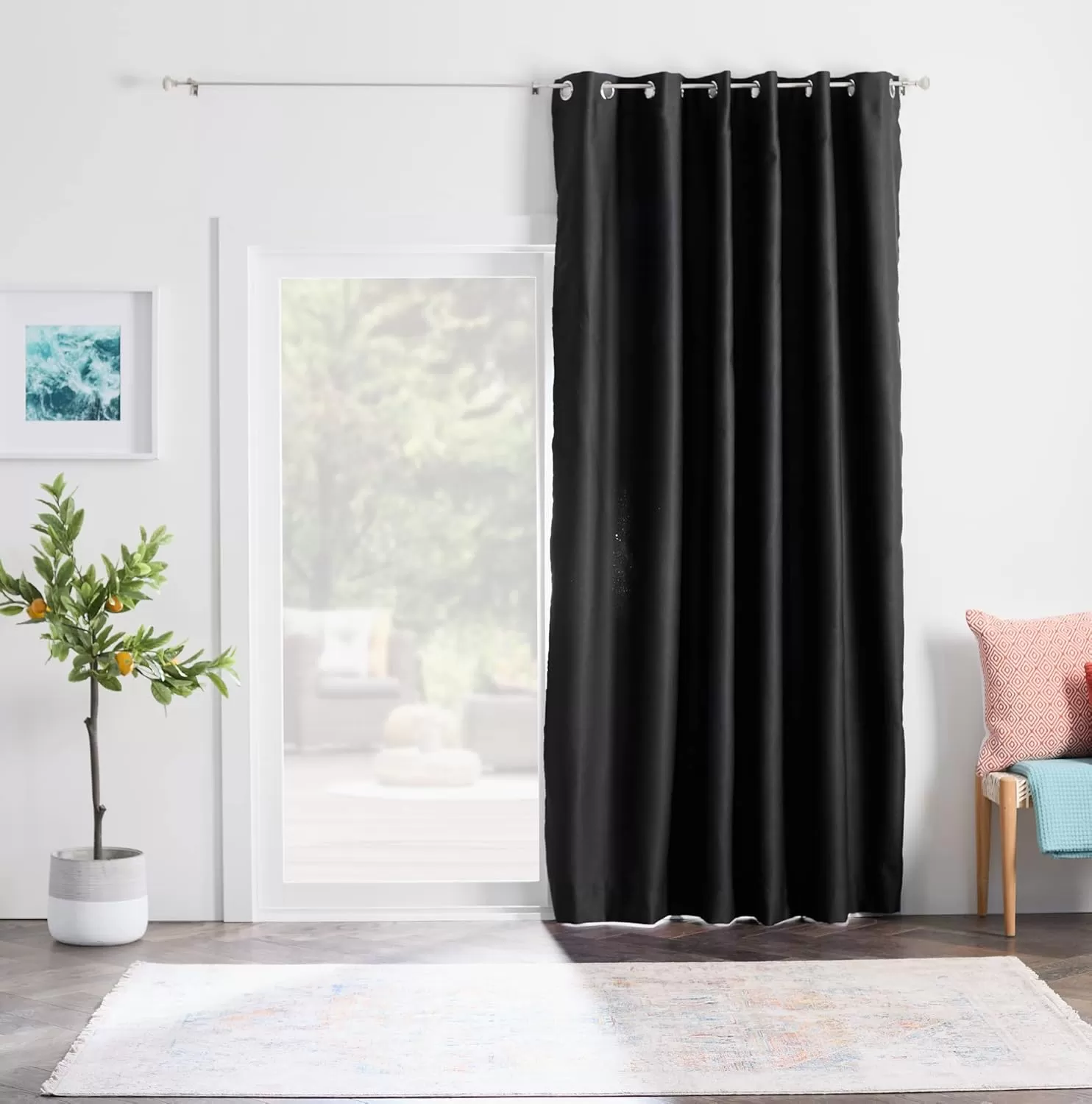 imageLinenspa 85 Blackout Curtain 2 Panels Set  Black Curtains 108 Inch Length  Thermal Insulated Noise Reducing  Dorm Room EssentialsBlack