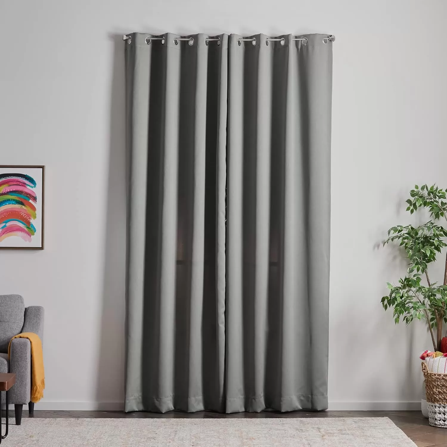 imageLinenspa 85 Blackout Curtain 2 Panels Set  Black Curtains 108 Inch Length  Thermal Insulated Noise Reducing  Dorm Room EssentialsGrey