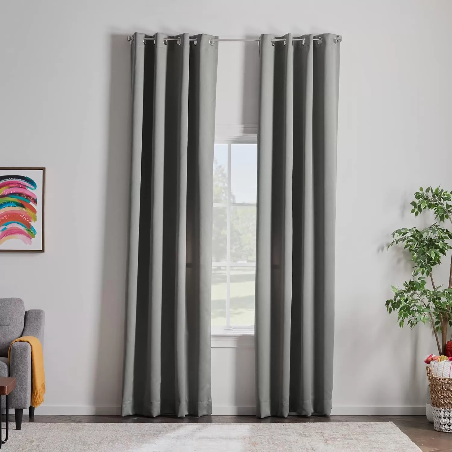 imageLinenspa 85 Blackout Curtain 2 Panels Set  Black Curtains 108 Inch Length  Thermal Insulated Noise Reducing  Dorm Room EssentialsGrey