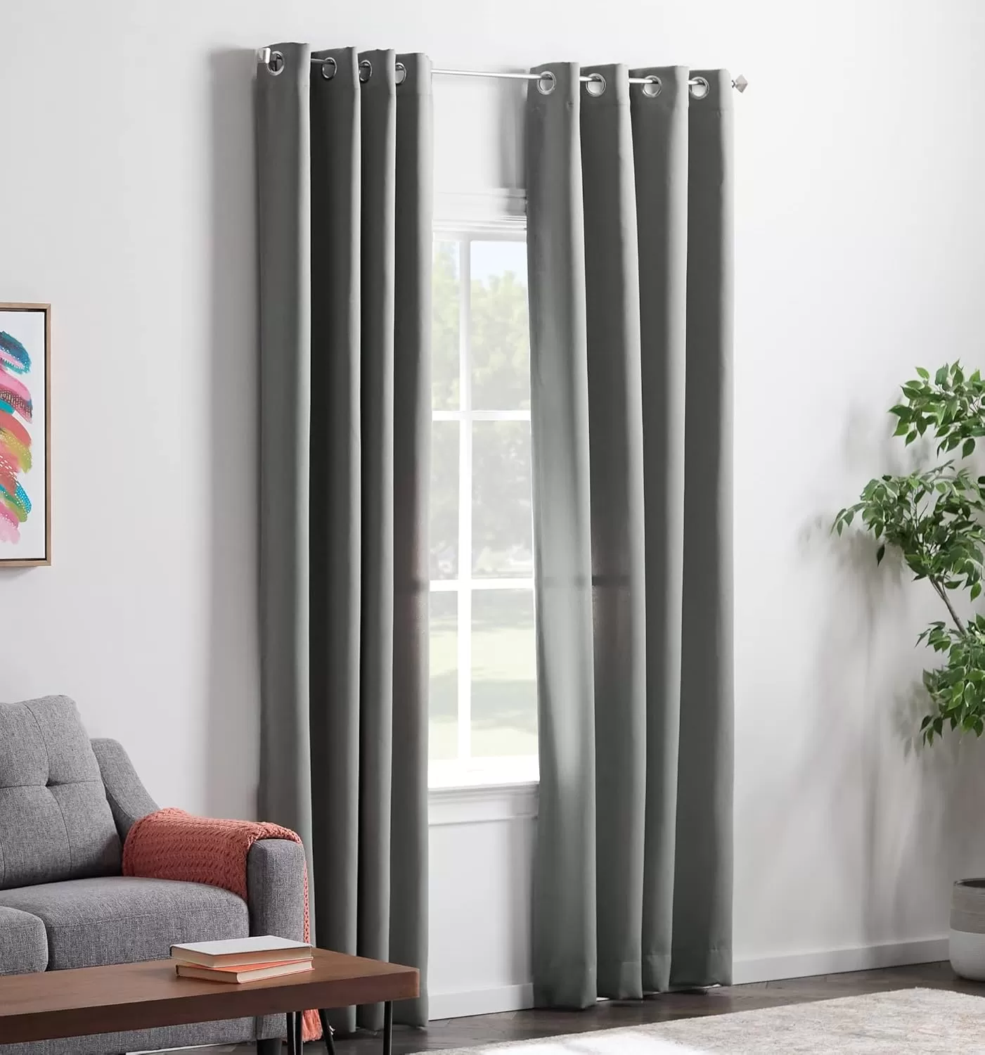 imageLinenspa 85 Blackout Curtain 2 Panels Set  Black Curtains 108 Inch Length  Thermal Insulated Noise Reducing  Dorm Room EssentialsGrey