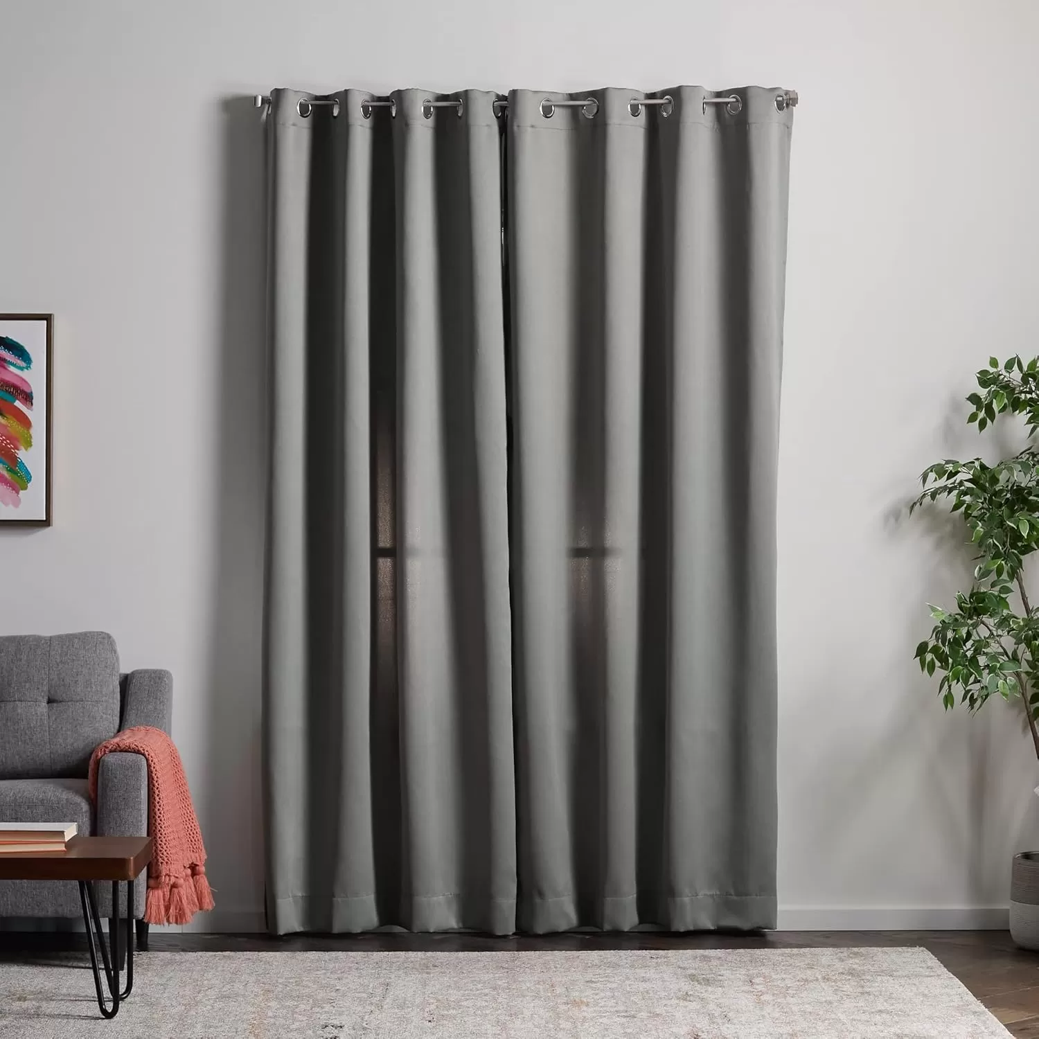imageLinenspa 85 Blackout Curtain 2 Panels Set  Black Curtains 108 Inch Length  Thermal Insulated Noise Reducing  Dorm Room EssentialsGrey