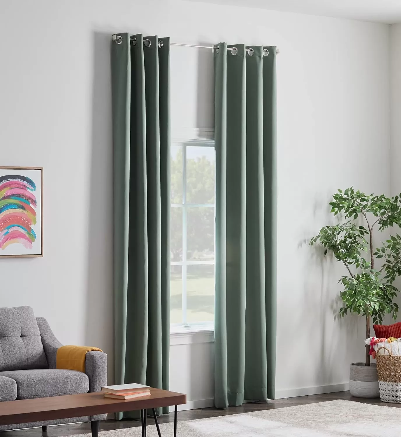 imageLinenspa 85 Blackout Curtain 2 Panels Set  Black Curtains 108 Inch Length  Thermal Insulated Noise Reducing  Dorm Room EssentialsSage