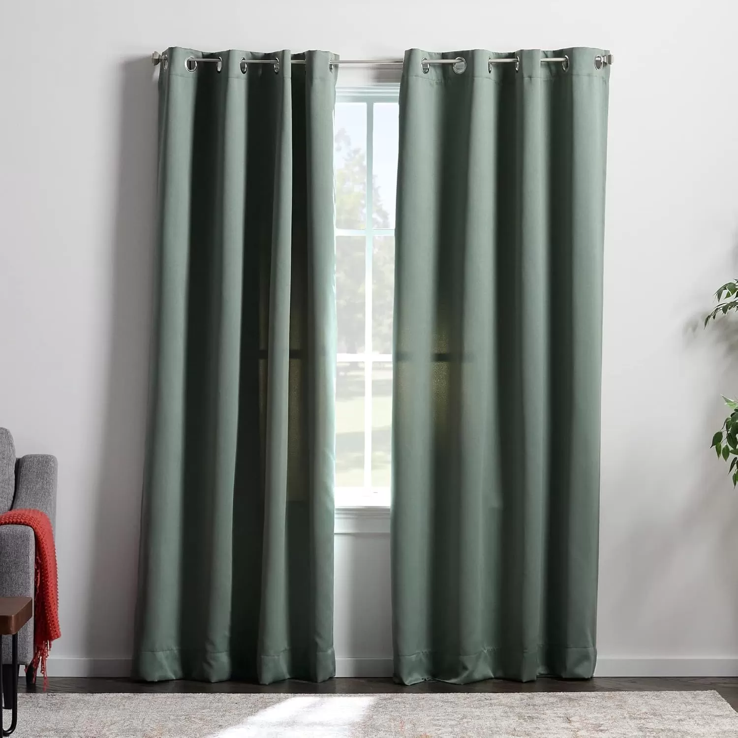 imageLinenspa 85 Blackout Curtain 2 Panels Set  Black Curtains 108 Inch Length  Thermal Insulated Noise Reducing  Dorm Room EssentialsSage