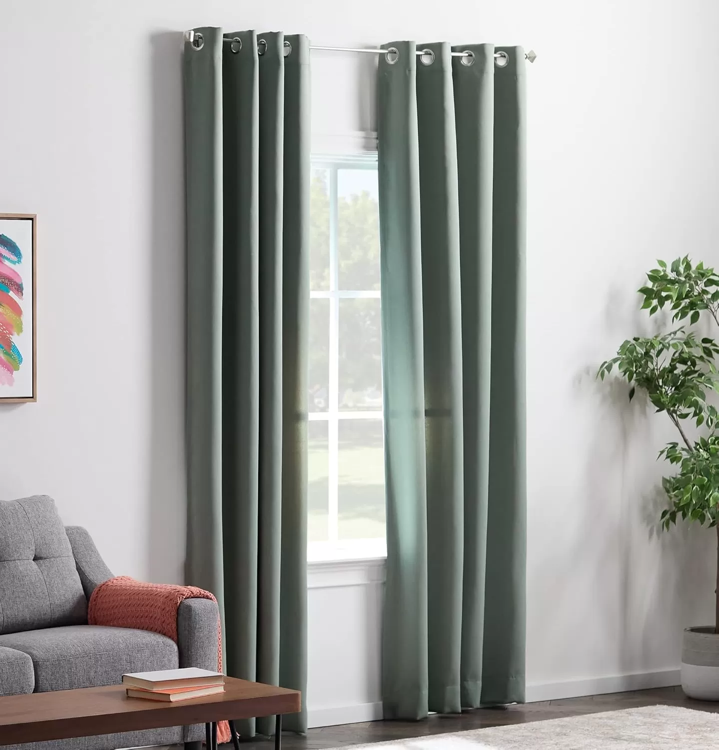 imageLinenspa 85 Blackout Curtain 2 Panels Set  Black Curtains 108 Inch Length  Thermal Insulated Noise Reducing  Dorm Room EssentialsSage