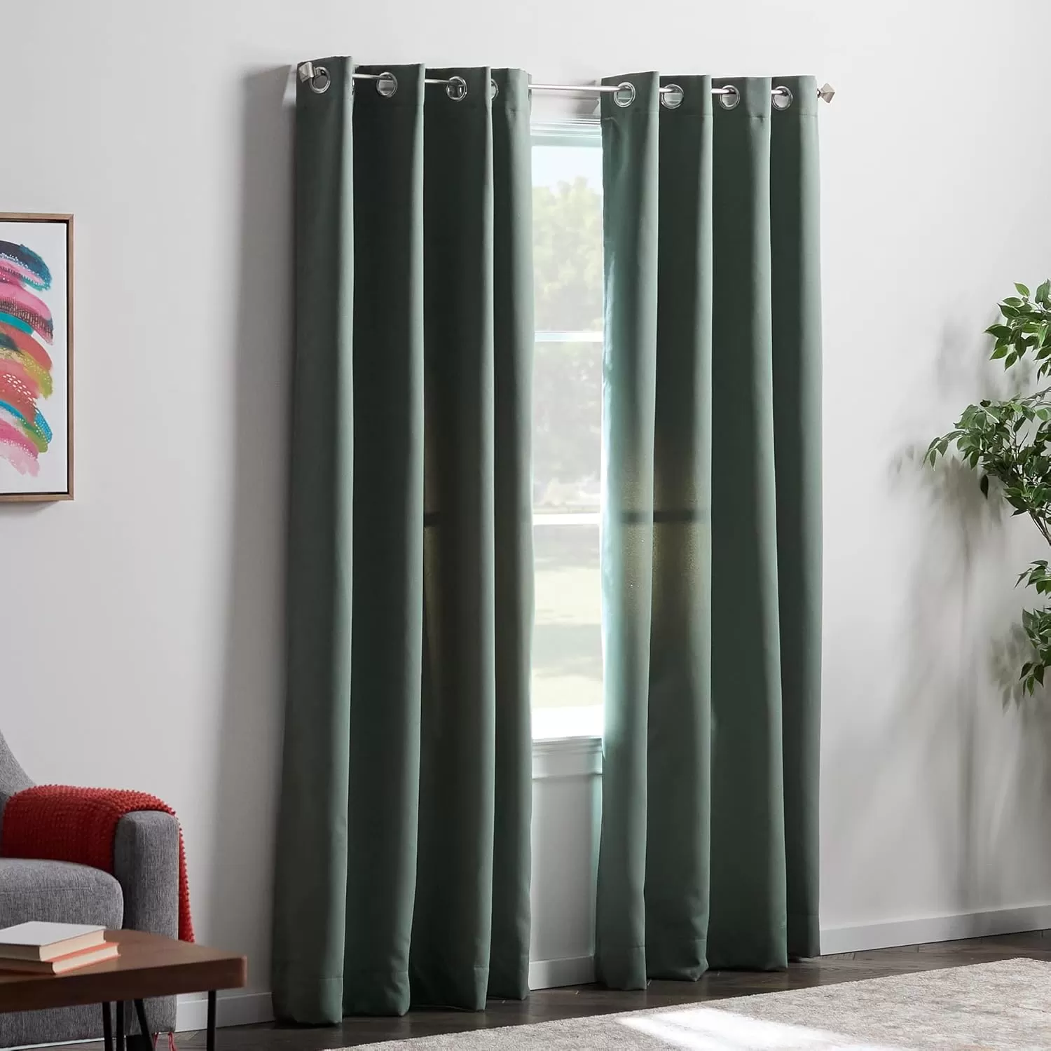 imageLinenspa 85 Blackout Curtain 2 Panels Set  Black Curtains 108 Inch Length  Thermal Insulated Noise Reducing  Dorm Room EssentialsSage