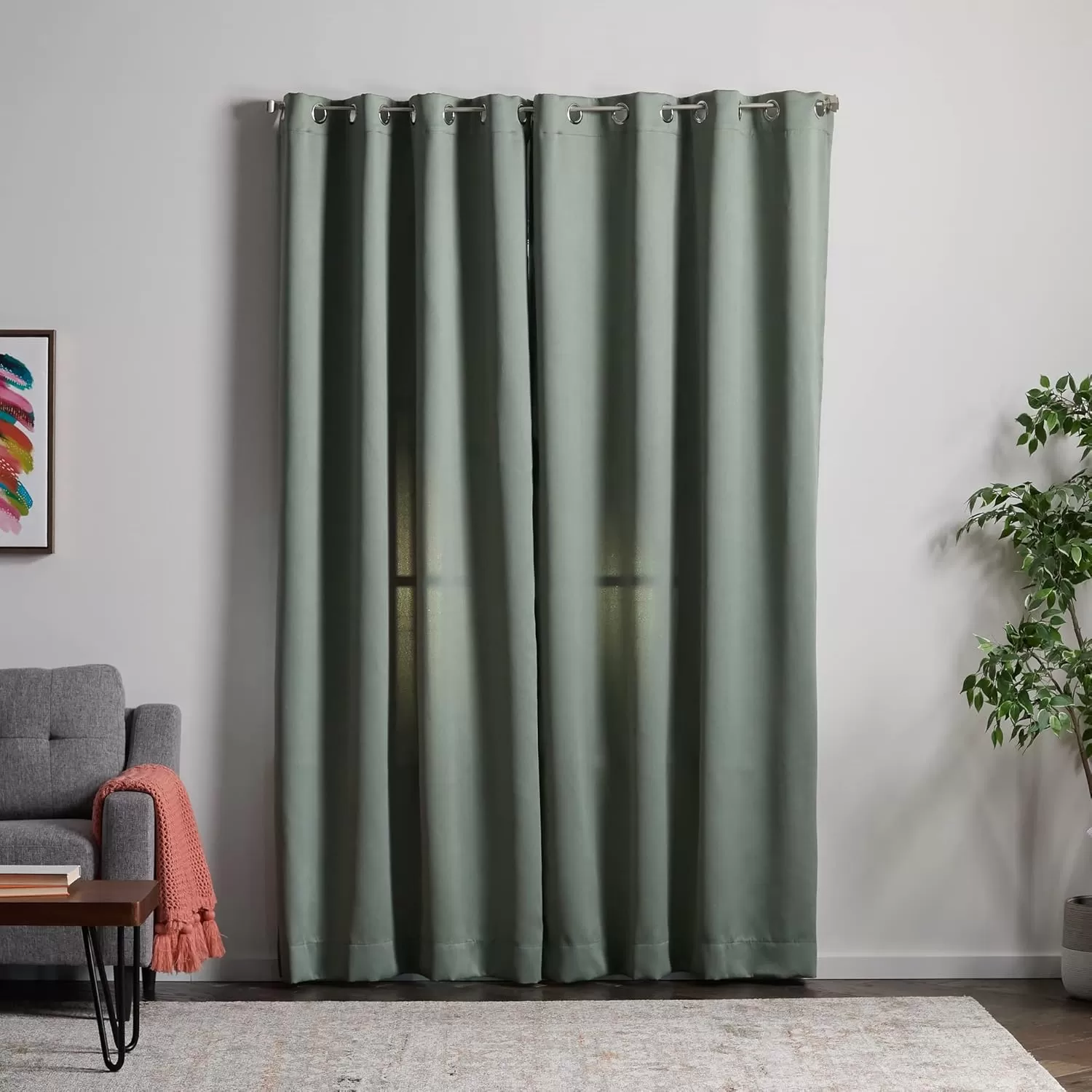 imageLinenspa 85 Blackout Curtain 2 Panels Set  Black Curtains 108 Inch Length  Thermal Insulated Noise Reducing  Dorm Room EssentialsSage