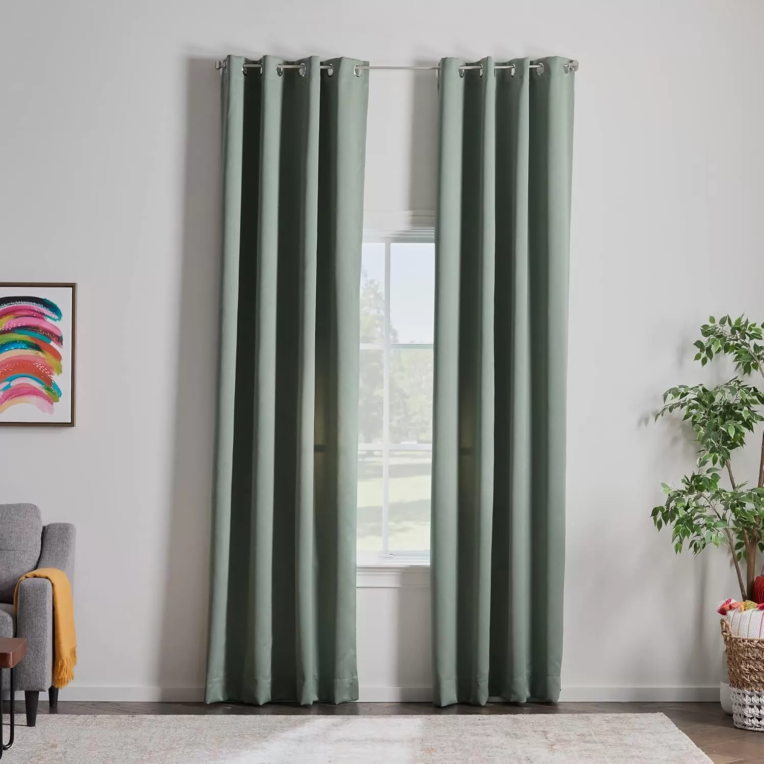 imageLinenspa 85 Blackout Curtain 2 Panels Set  Black Curtains 108 Inch Length  Thermal Insulated Noise Reducing  Dorm Room EssentialsSage