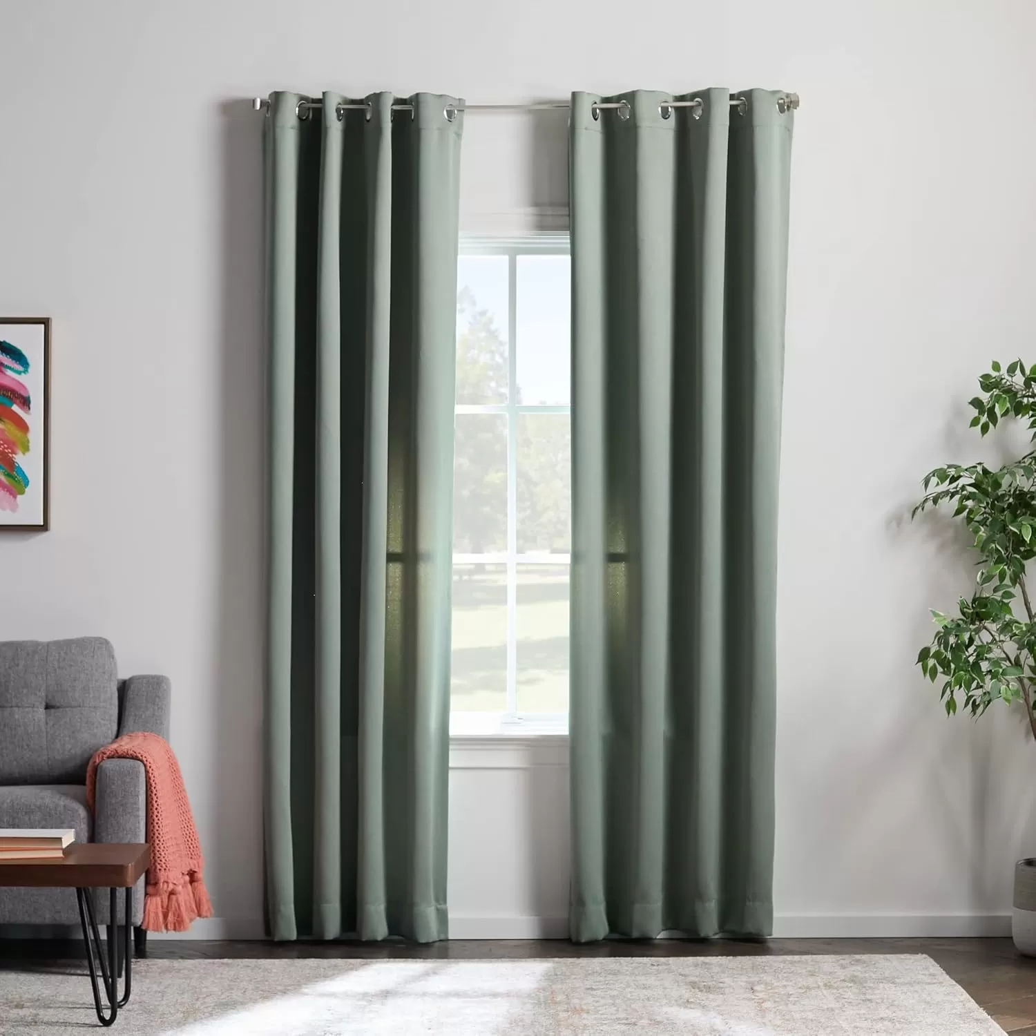 imageLinenspa 85 Blackout Curtain 2 Panels Set  Black Curtains 108 Inch Length  Thermal Insulated Noise Reducing  Dorm Room EssentialsSage