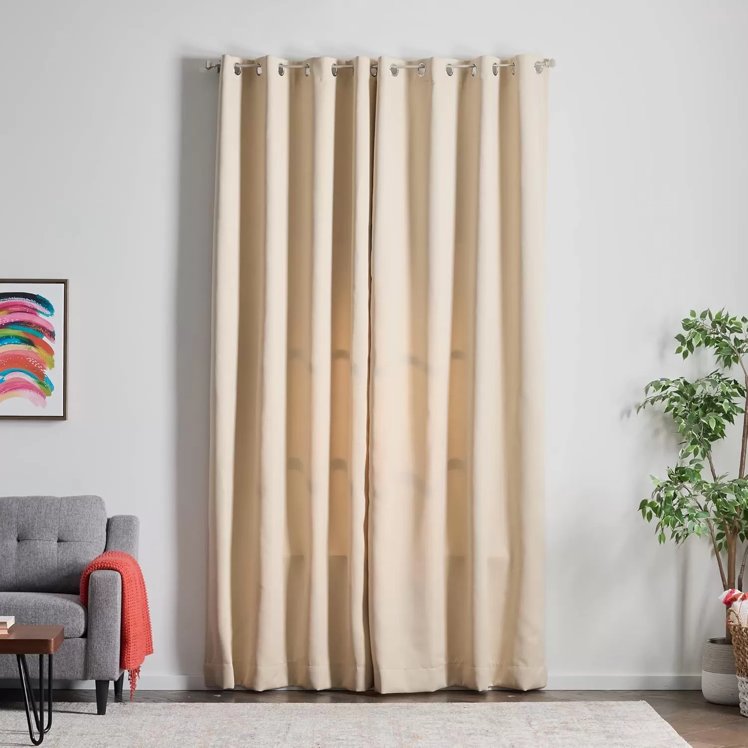 imageLinenspa 85 Blackout Curtain 2 Panels Set  Black Curtains 108 Inch Length  Thermal Insulated Noise Reducing  Dorm Room EssentialsTan