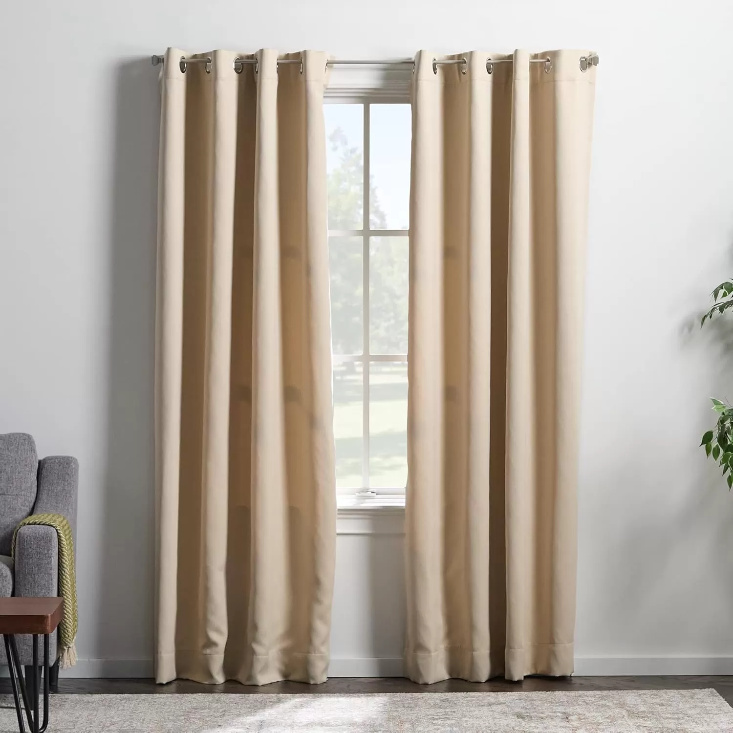 imageLinenspa 85 Blackout Curtain 2 Panels Set  Black Curtains 108 Inch Length  Thermal Insulated Noise Reducing  Dorm Room EssentialsTan