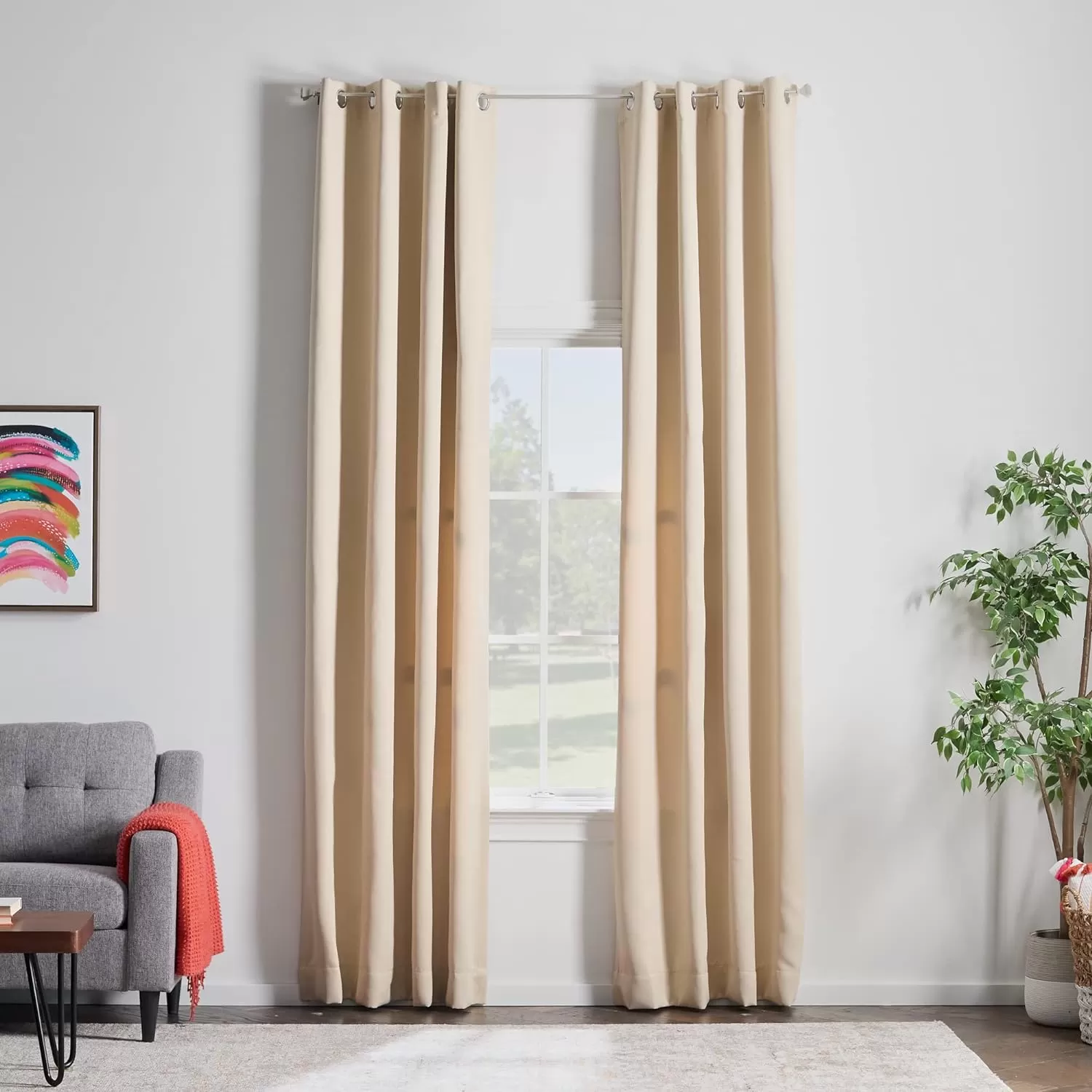 imageLinenspa 85 Blackout Curtain 2 Panels Set  Black Curtains 108 Inch Length  Thermal Insulated Noise Reducing  Dorm Room EssentialsTan