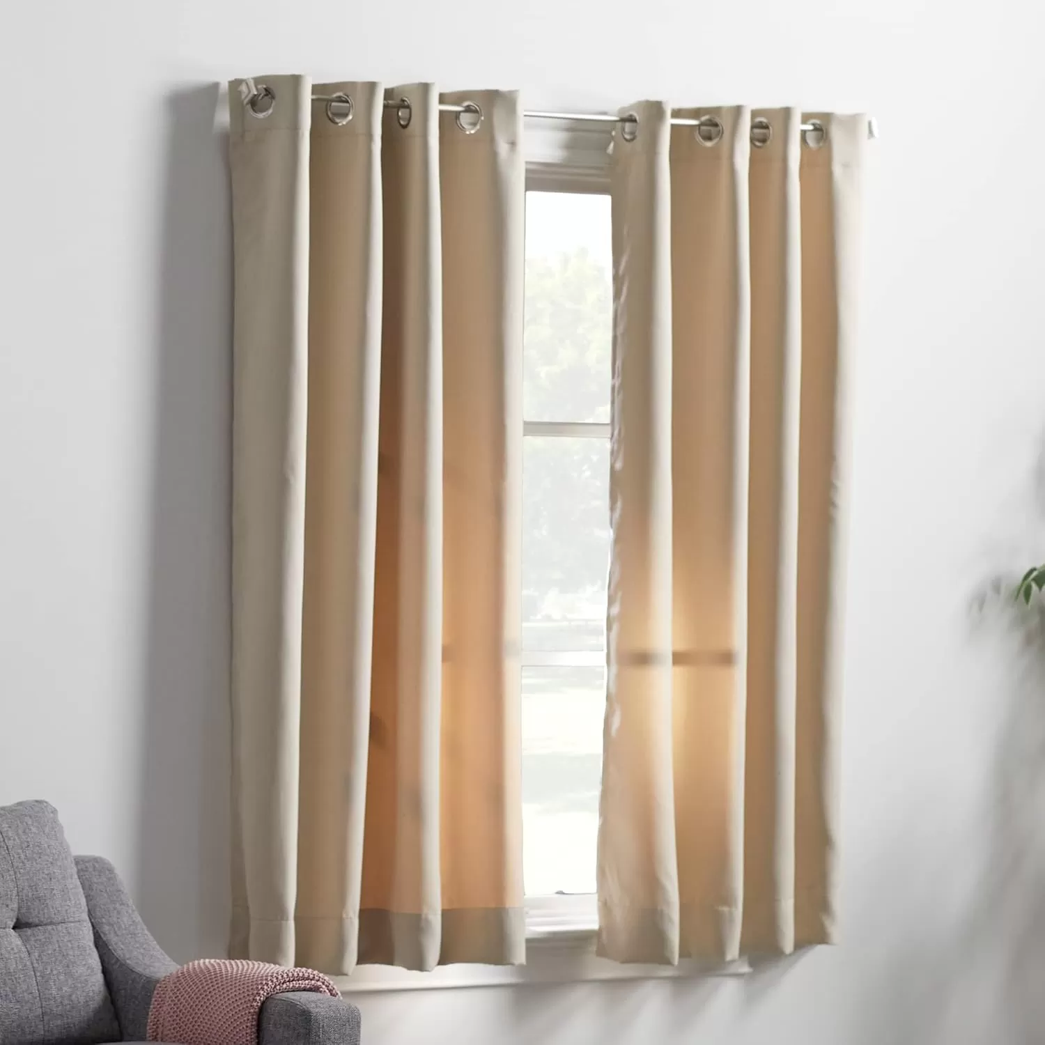 imageLinenspa 85 Blackout Curtain 2 Panels Set  Black Curtains 108 Inch Length  Thermal Insulated Noise Reducing  Dorm Room EssentialsTan