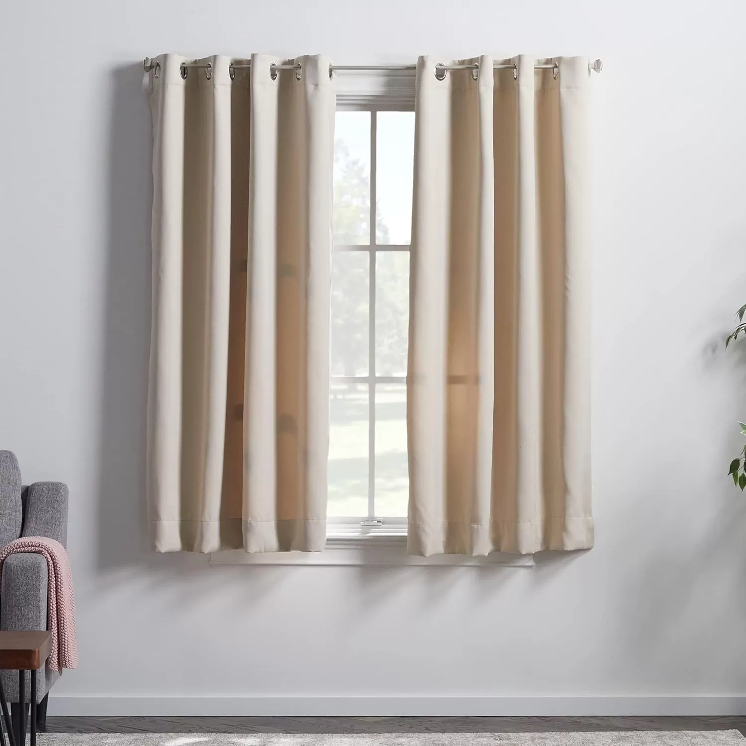 imageLinenspa 85 Blackout Curtain 2 Panels Set  Black Curtains 108 Inch Length  Thermal Insulated Noise Reducing  Dorm Room EssentialsTan