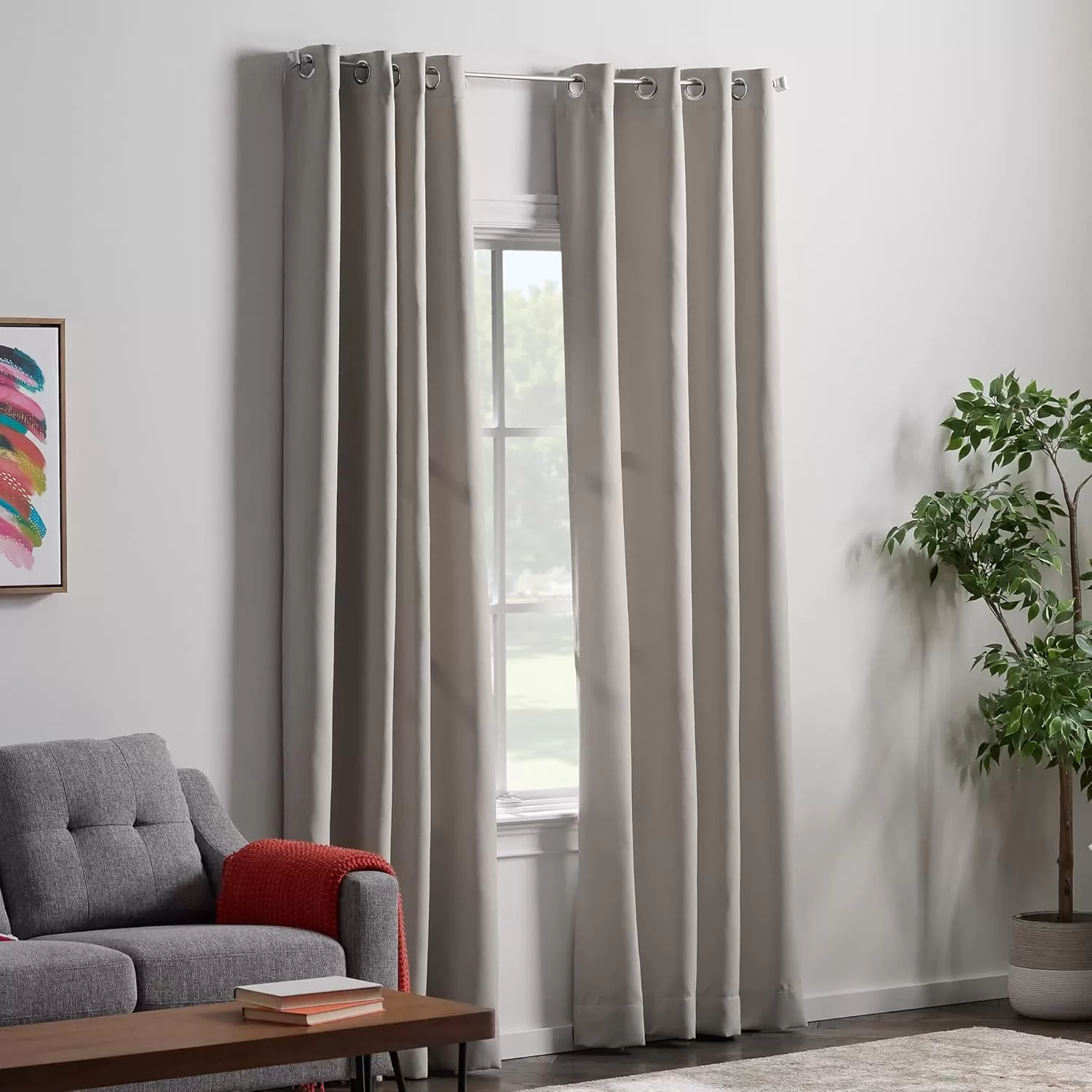 imageLinenspa 85 Blackout Curtain 2 Panels Set  Black Curtains 108 Inch Length  Thermal Insulated Noise Reducing  Dorm Room EssentialsWhite