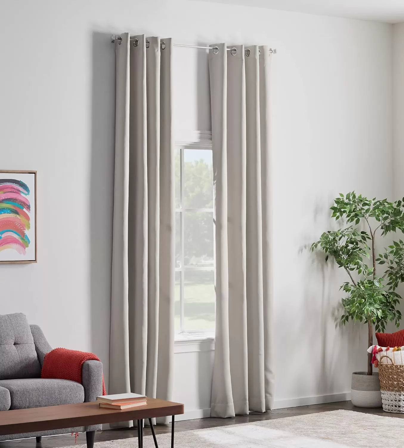imageLinenspa 85 Blackout Curtain 2 Panels Set  Black Curtains 108 Inch Length  Thermal Insulated Noise Reducing  Dorm Room EssentialsWhite