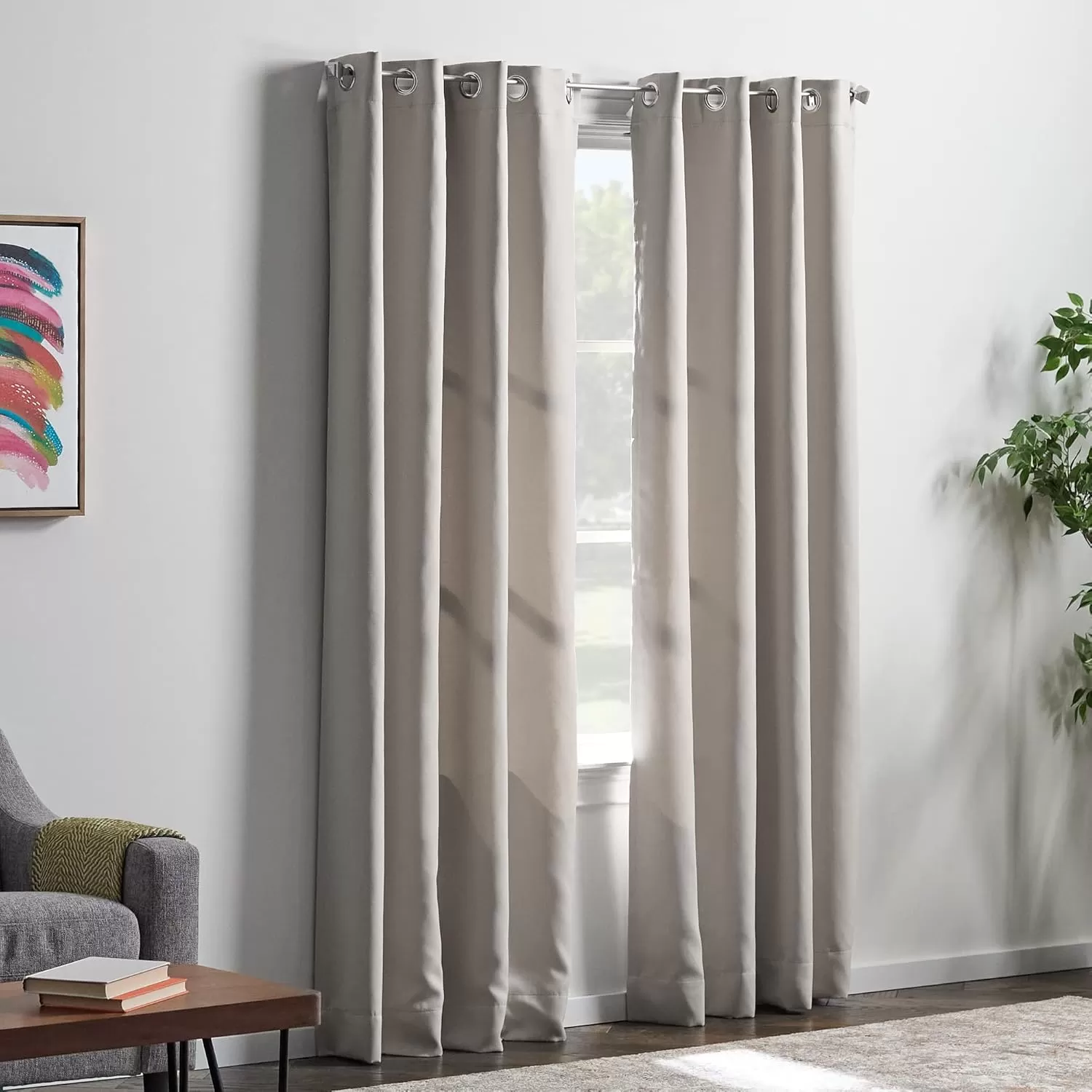 imageLinenspa 85 Blackout Curtain 2 Panels Set  Black Curtains 108 Inch Length  Thermal Insulated Noise Reducing  Dorm Room EssentialsWhite