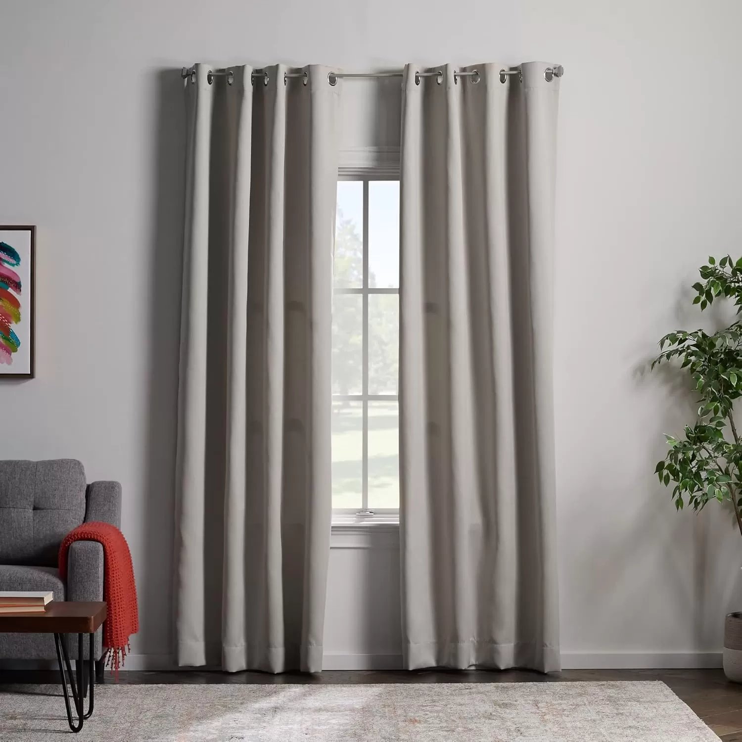 imageLinenspa 85 Blackout Curtain 2 Panels Set  Black Curtains 108 Inch Length  Thermal Insulated Noise Reducing  Dorm Room EssentialsWhite