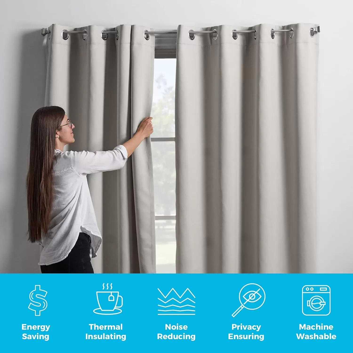 imageLinenspa 85 Blackout Curtain 2 Panels Set  Black Curtains 108 Inch Length  Thermal Insulated Noise Reducing  Dorm Room EssentialsWhite