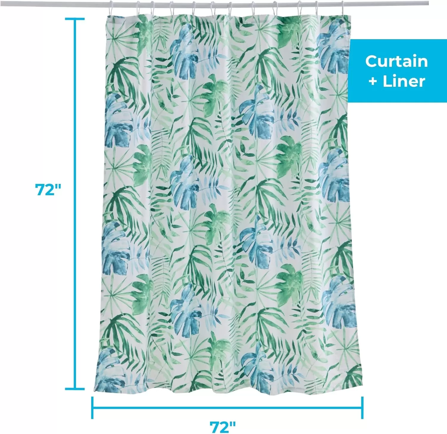 imageLinenspa Blue Herringbone Shower Curtain Water Resistant Wrinkle Resistant Machine Washable Polyester Shower Curtain  Dorm Room Essentials 72 x 72Green Leaves