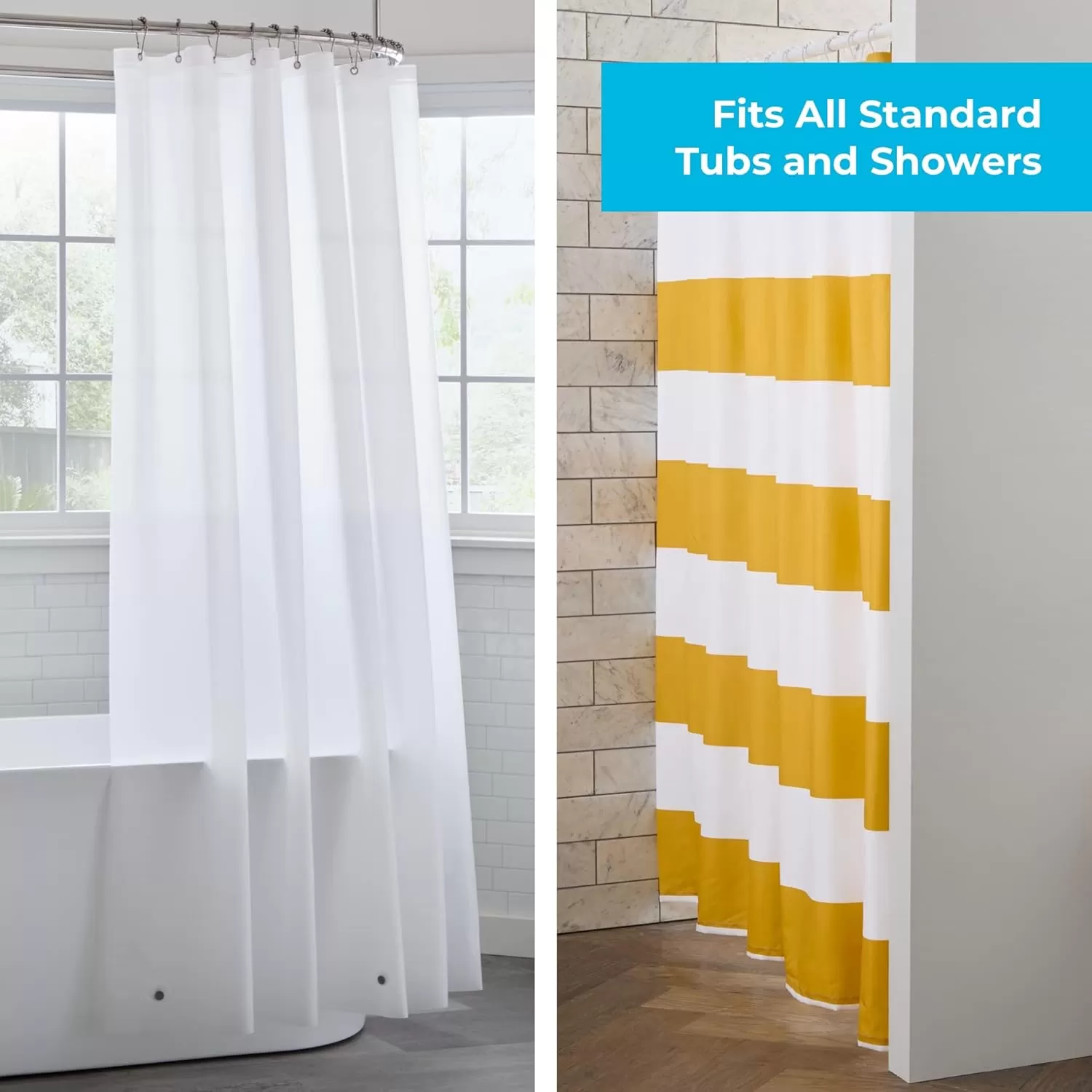 imageLinenspa Blue Herringbone Shower Curtain Water Resistant Wrinkle Resistant Machine Washable Polyester Shower Curtain  Dorm Room Essentials 72 x 72Yellow Rugby Stripe
