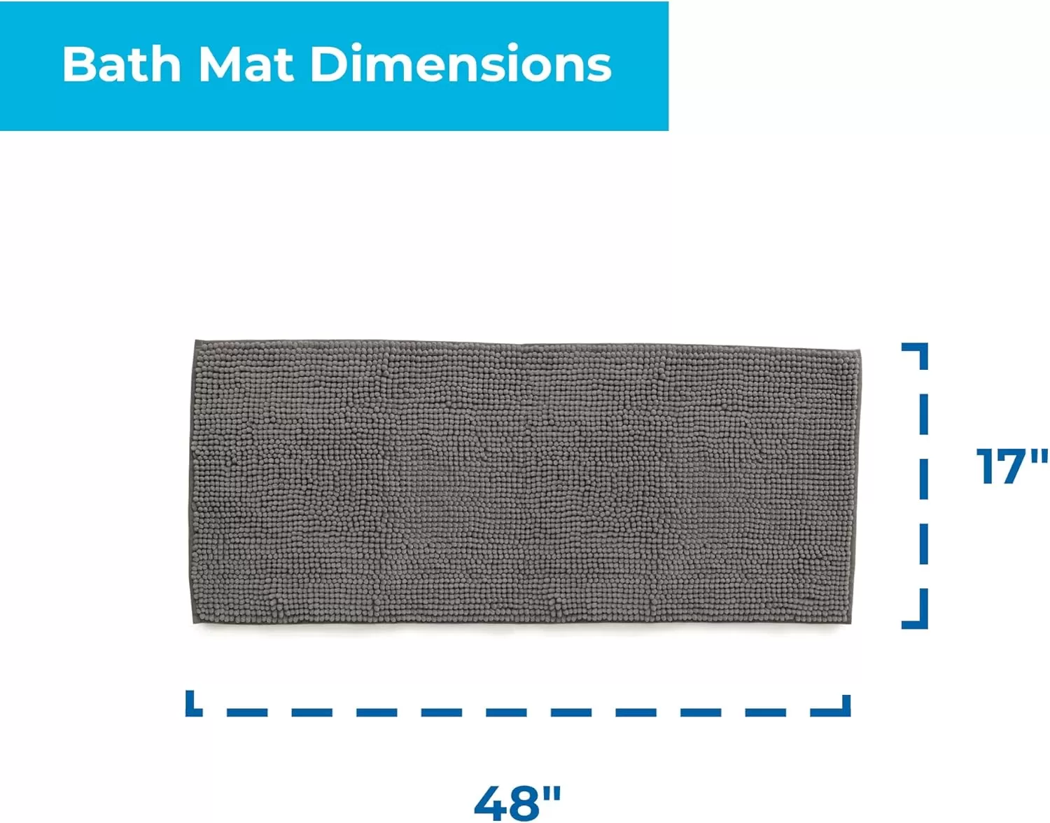 imageLinenspa Chenille Bath Mat 1 Piece Non Slip Water Absorbent Fast Drying Machine Washable Bath Rug For Bathroom  Dorm Room EssentialsDark Gray