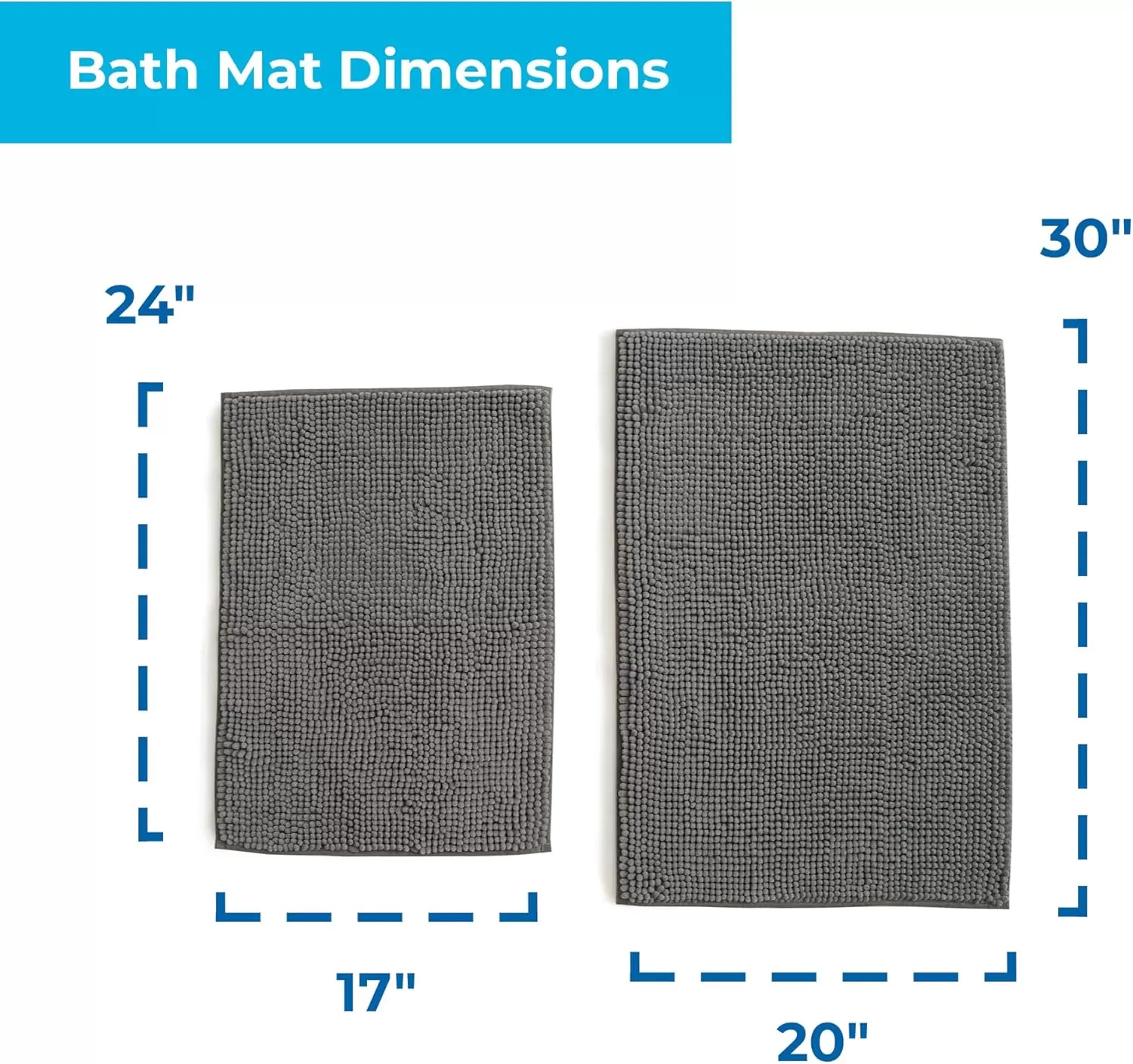 imageLinenspa Chenille Bath Mat 1 Piece Non Slip Water Absorbent Fast Drying Machine Washable Bath Rug For Bathroom  Dorm Room EssentialsDark Gray