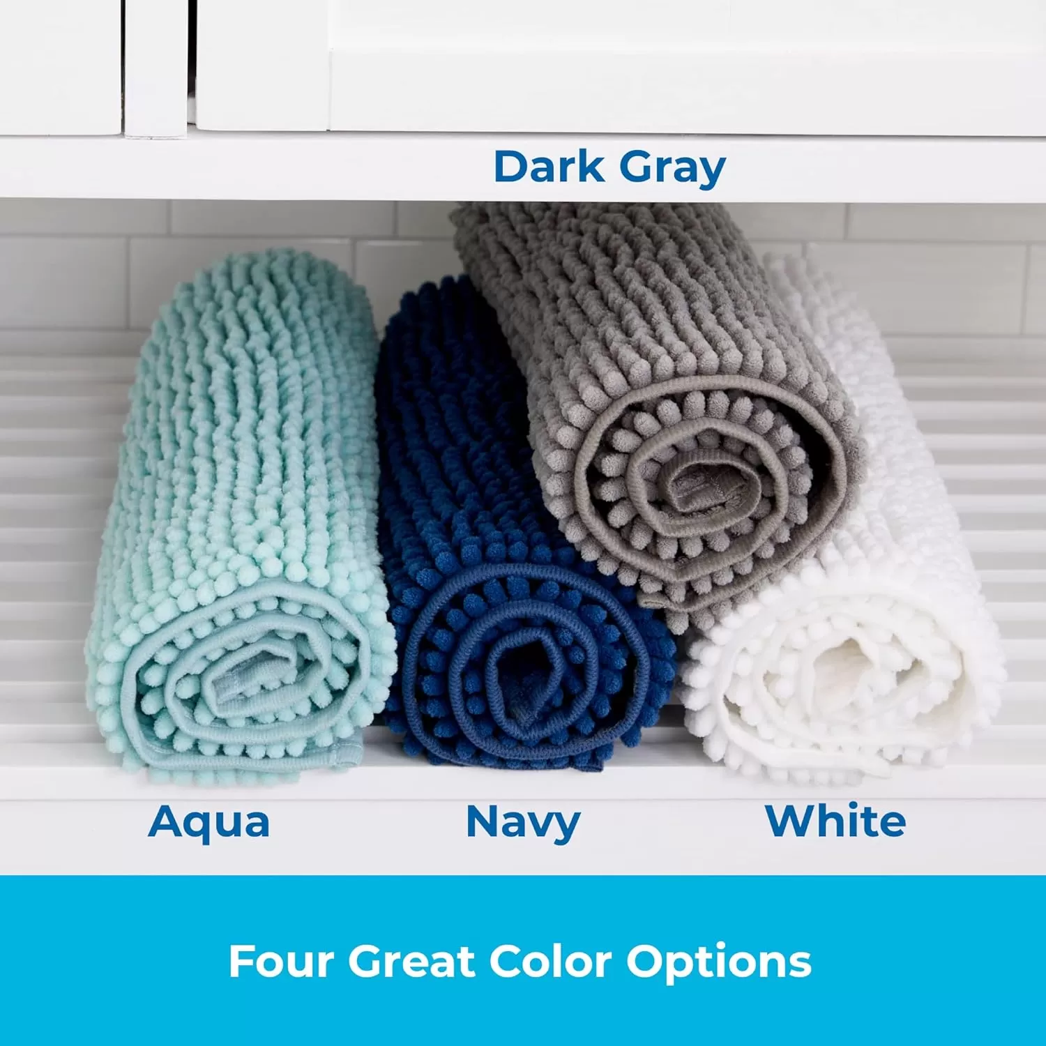 imageLinenspa Chenille Bath Mat 1 Piece Non Slip Water Absorbent Fast Drying Machine Washable Bath Rug For Bathroom  Dorm Room EssentialsDark Gray