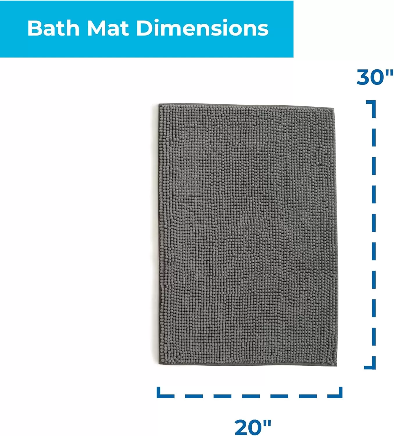 imageLinenspa Chenille Bath Mat 1 Piece Non Slip Water Absorbent Fast Drying Machine Washable Bath Rug For Bathroom  Dorm Room EssentialsDark Gray