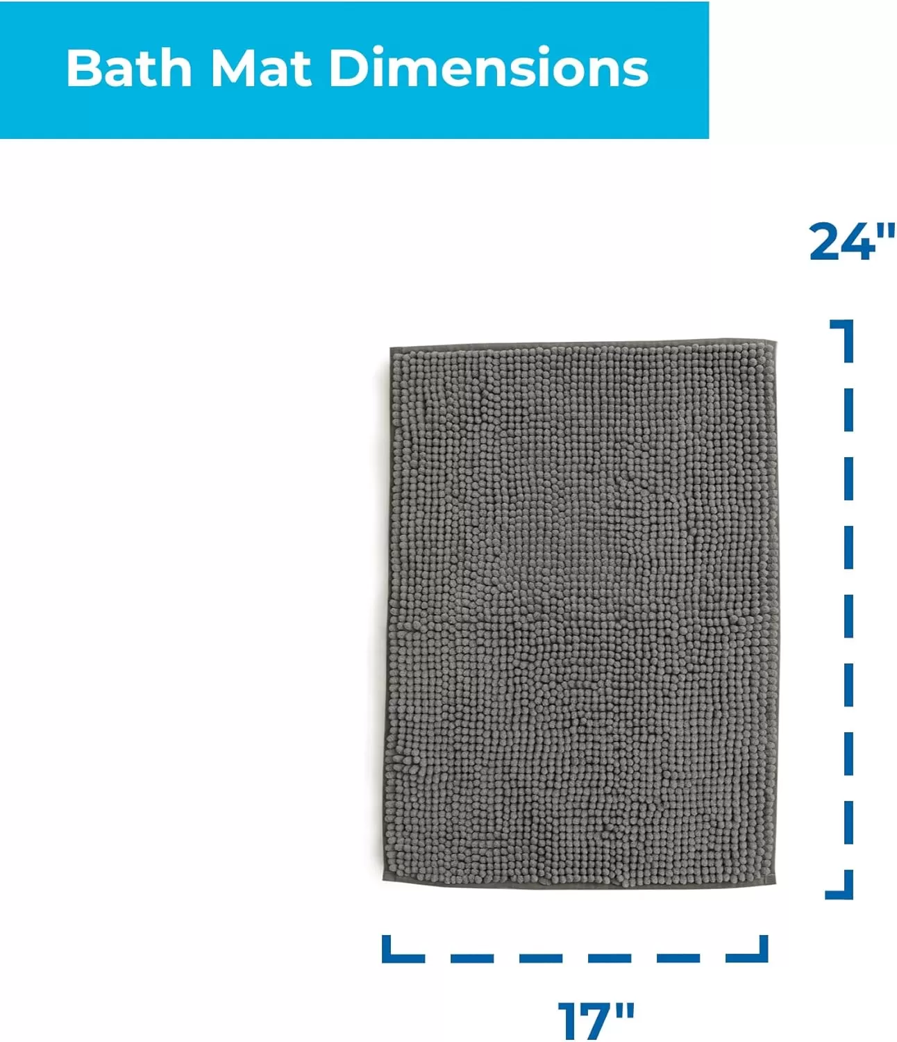 imageLinenspa Chenille Bath Mat 1 Piece Non Slip Water Absorbent Fast Drying Machine Washable Bath Rug For Bathroom  Dorm Room EssentialsDark Gray