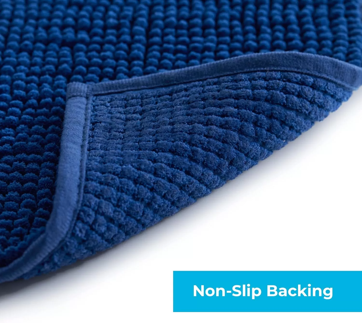 imageLinenspa Chenille Bath Mat 1 Piece Non Slip Water Absorbent Fast Drying Machine Washable Bath Rug For Bathroom  Dorm Room EssentialsNavy