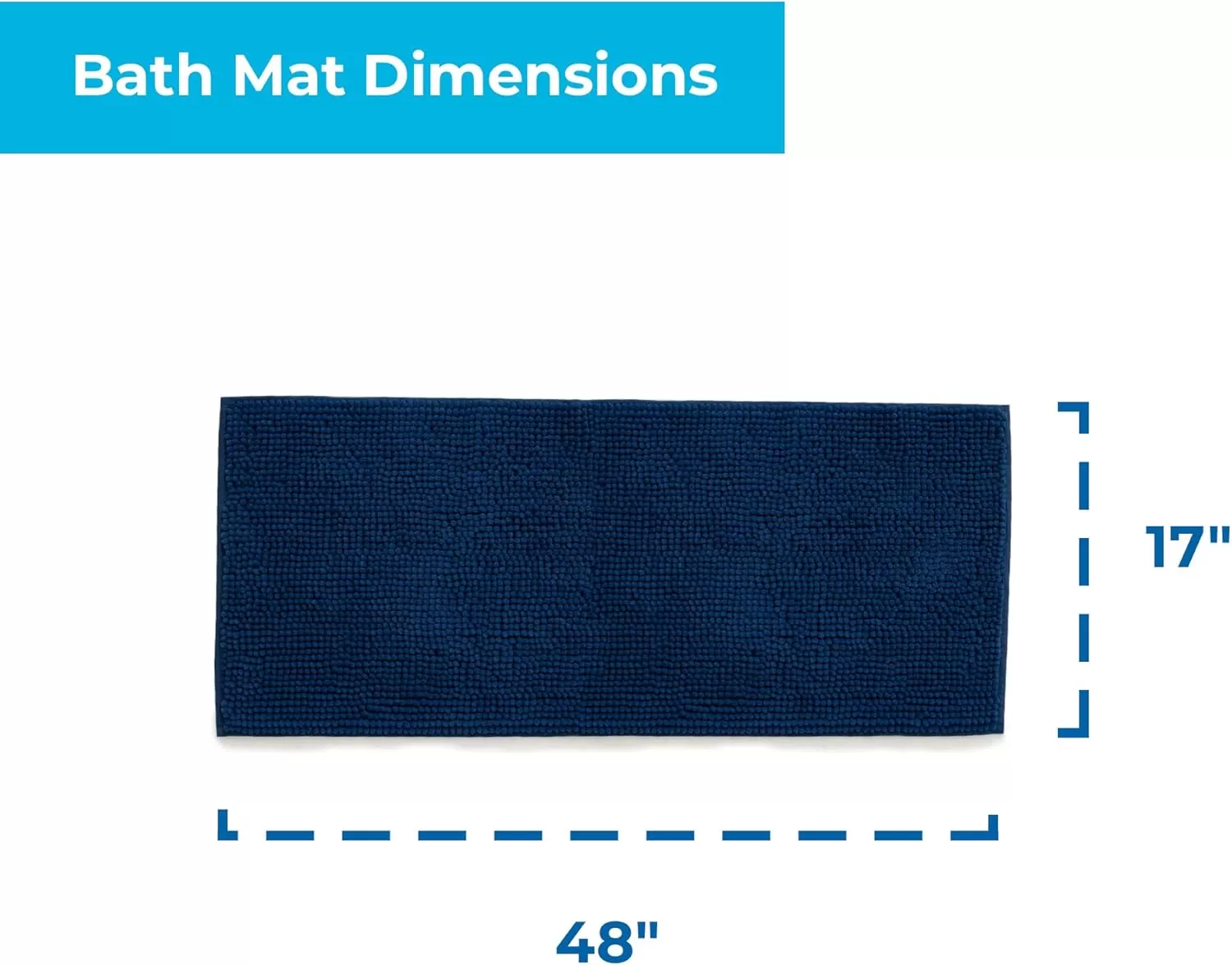 imageLinenspa Chenille Bath Mat 1 Piece Non Slip Water Absorbent Fast Drying Machine Washable Bath Rug For Bathroom  Dorm Room EssentialsNavy