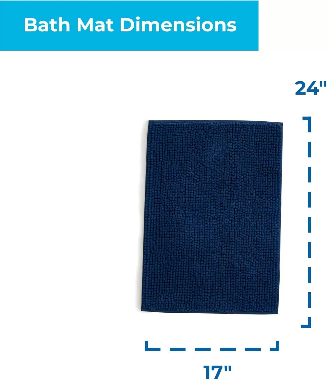 imageLinenspa Chenille Bath Mat 1 Piece Non Slip Water Absorbent Fast Drying Machine Washable Bath Rug For Bathroom  Dorm Room EssentialsNavy
