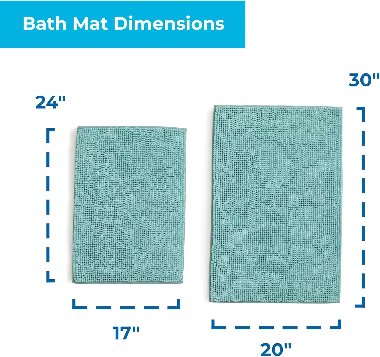 imageLinenspa Chenille Bath Mat 1 Piece Non Slip Water Absorbent Fast Drying Machine Washable Bath Rug For Bathroom  Dorm Room EssentialsTeal