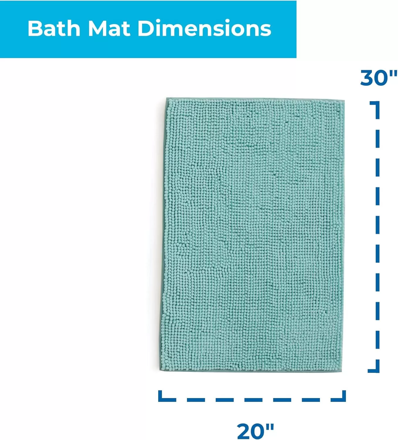imageLinenspa Chenille Bath Mat 1 Piece Non Slip Water Absorbent Fast Drying Machine Washable Bath Rug For Bathroom  Dorm Room EssentialsTeal