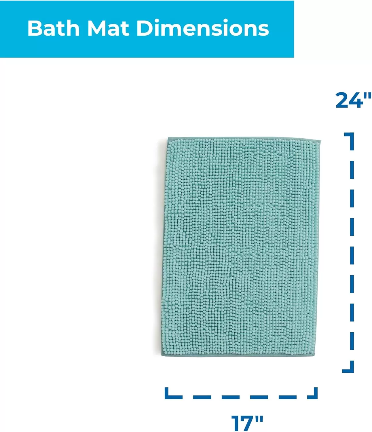 imageLinenspa Chenille Bath Mat 1 Piece Non Slip Water Absorbent Fast Drying Machine Washable Bath Rug For Bathroom  Dorm Room EssentialsTeal