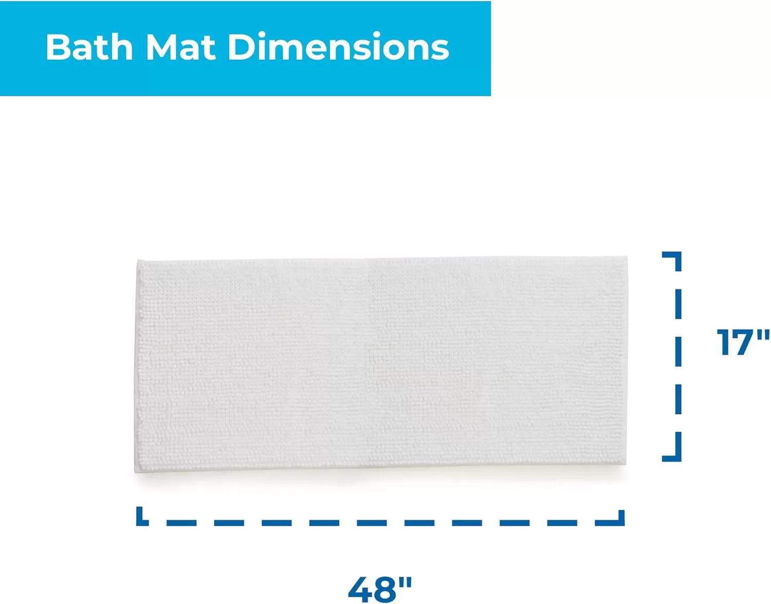 imageLinenspa Chenille Bath Mat 1 Piece Non Slip Water Absorbent Fast Drying Machine Washable Bath Rug For Bathroom  Dorm Room EssentialsWhite