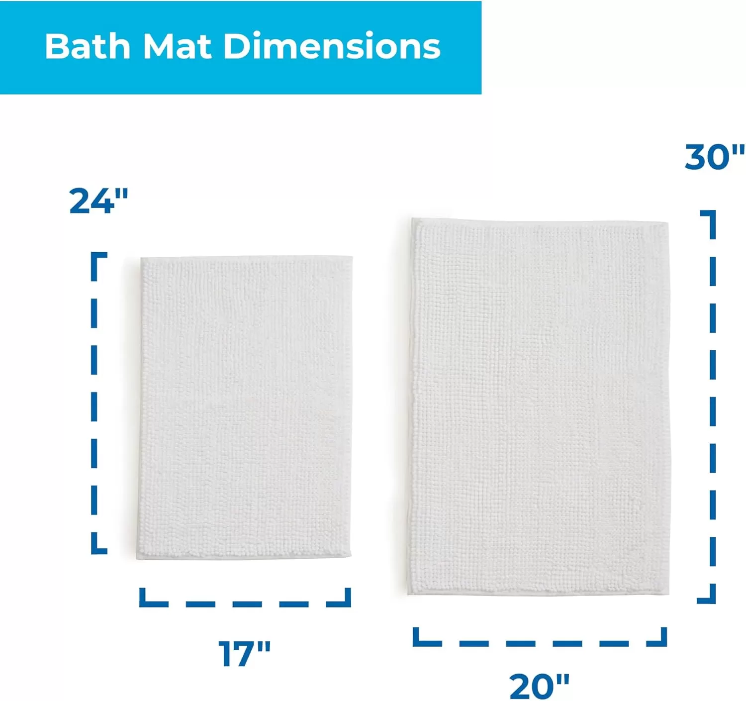 imageLinenspa Chenille Bath Mat 1 Piece Non Slip Water Absorbent Fast Drying Machine Washable Bath Rug For Bathroom  Dorm Room EssentialsWhite