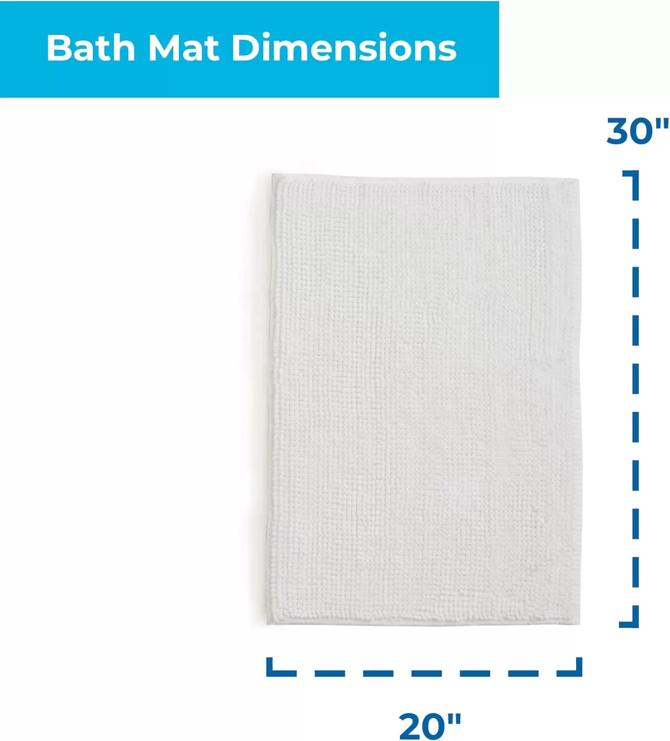 imageLinenspa Chenille Bath Mat 1 Piece Non Slip Water Absorbent Fast Drying Machine Washable Bath Rug For Bathroom  Dorm Room EssentialsWhite