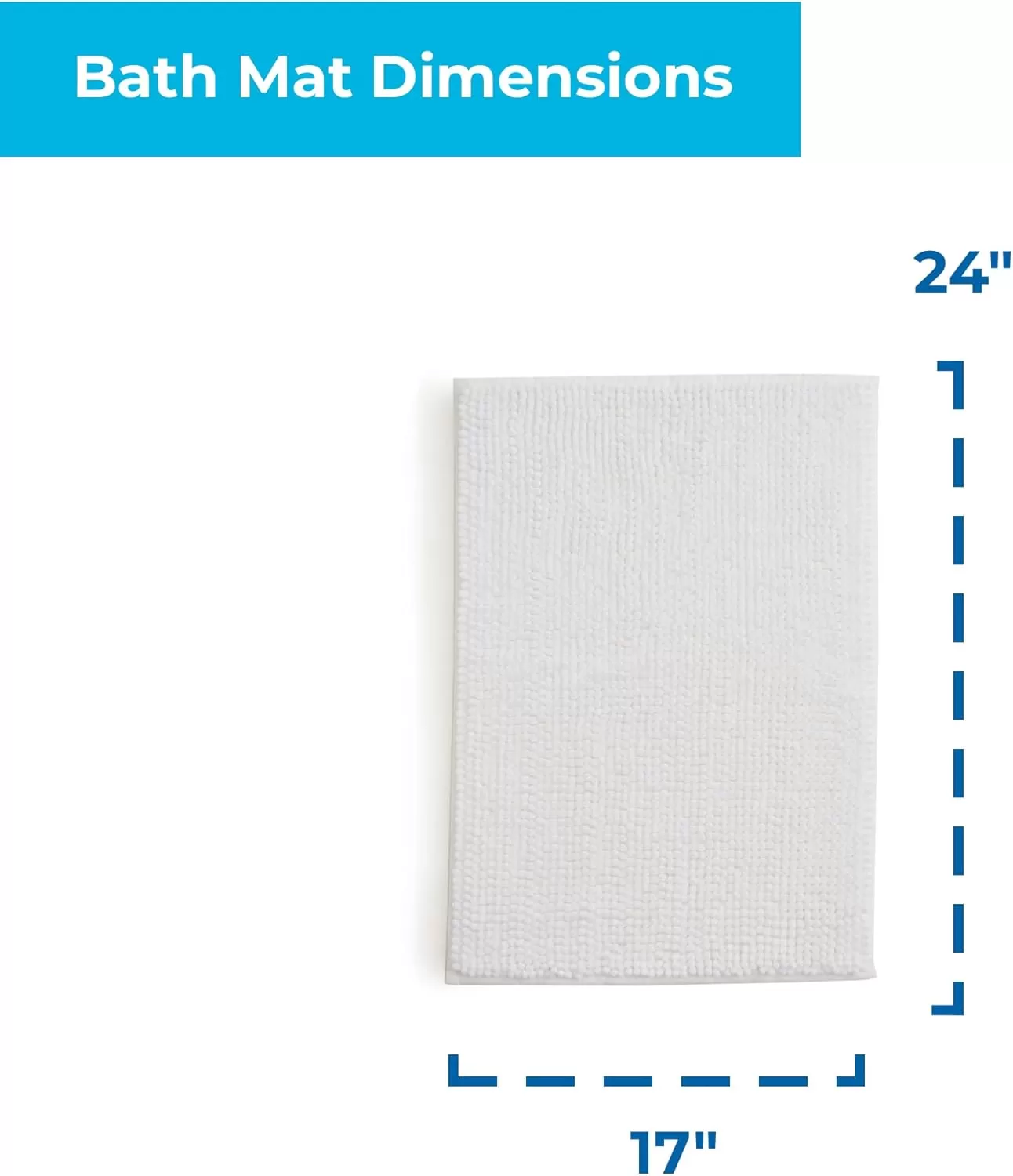 imageLinenspa Chenille Bath Mat 1 Piece Non Slip Water Absorbent Fast Drying Machine Washable Bath Rug For Bathroom  Dorm Room EssentialsWhite