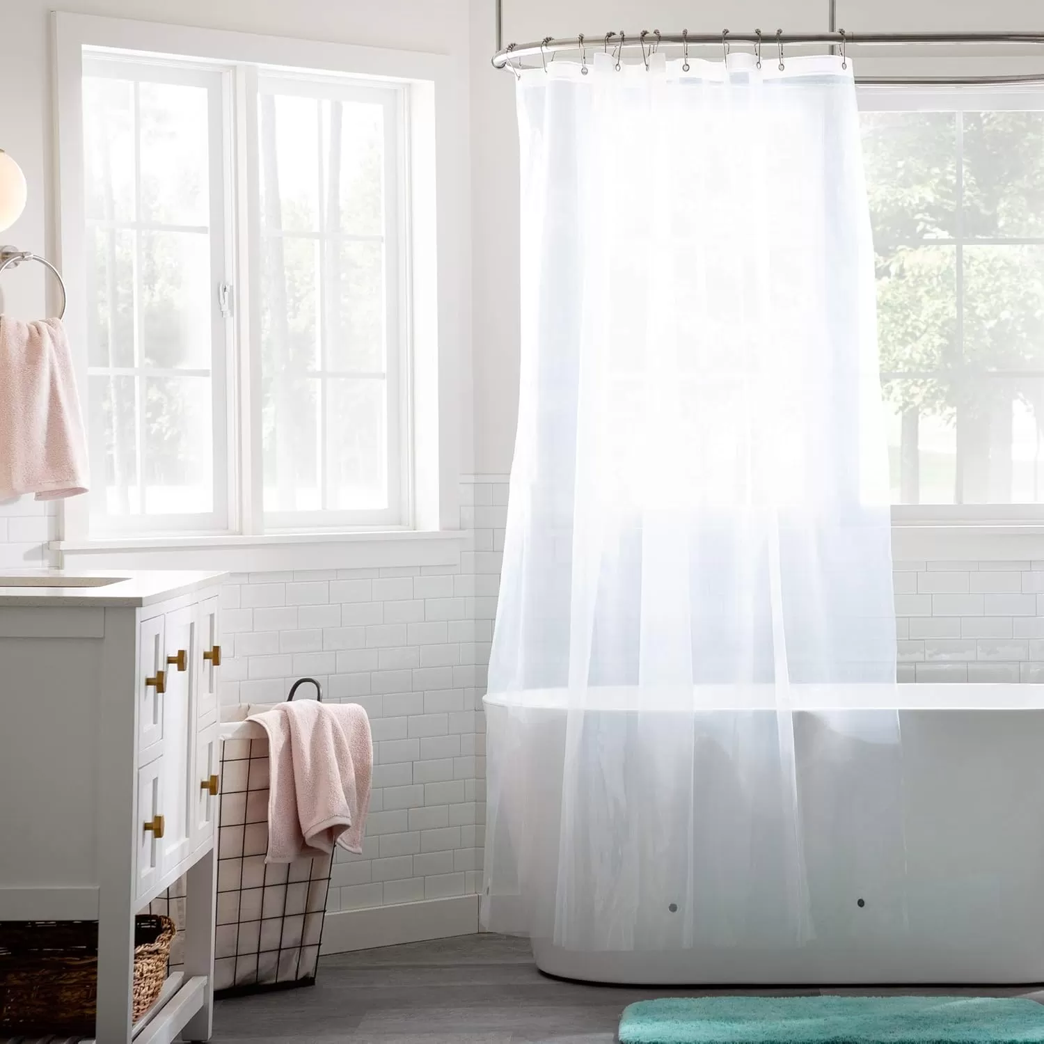 imageLinenspa Frosted 8G HeavyDuty Shower Curtain Liner  PEVA Waterproof Vinyl  72 x 72 Inch Shower Liner  Dorm Room EssentialsClear