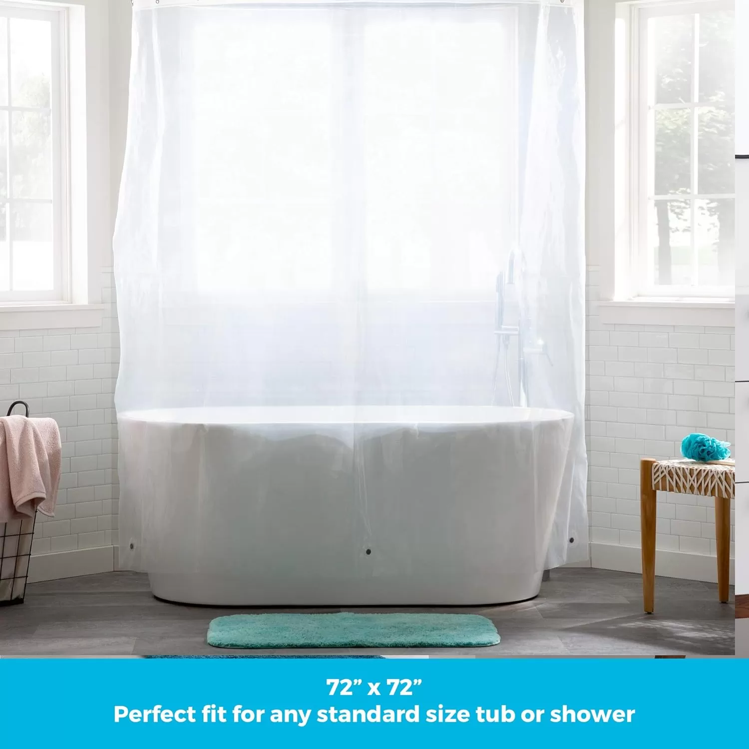 imageLinenspa Frosted 8G HeavyDuty Shower Curtain Liner  PEVA Waterproof Vinyl  72 x 72 Inch Shower Liner  Dorm Room EssentialsClear