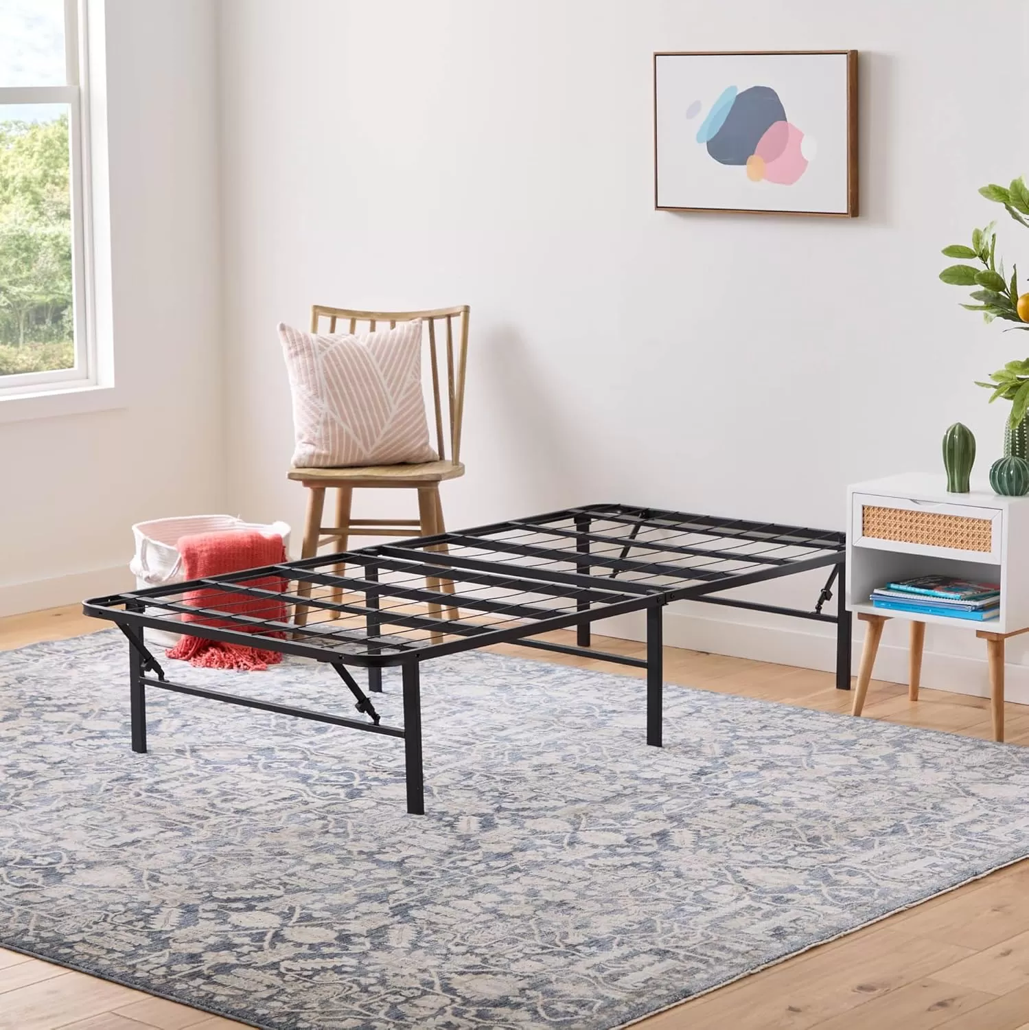 imageLinenspa Heavy Duty Metal Platform Bed Frame  No Box Spring Needed  Underbed Storage  Simple Tool Free Assembly  14 High  Sturdy  Steel Slats  Sleek Modern Design  Queen SizeTwin