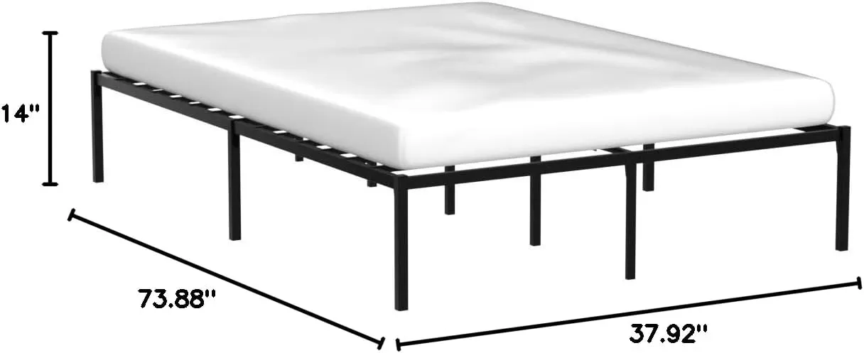 imageLinenspa Heavy Duty Metal Platform Bed Frame  No Box Spring Needed  Underbed Storage  Simple Tool Free Assembly  14 High  Sturdy  Steel Slats  Sleek Modern Design  Queen SizeTwin