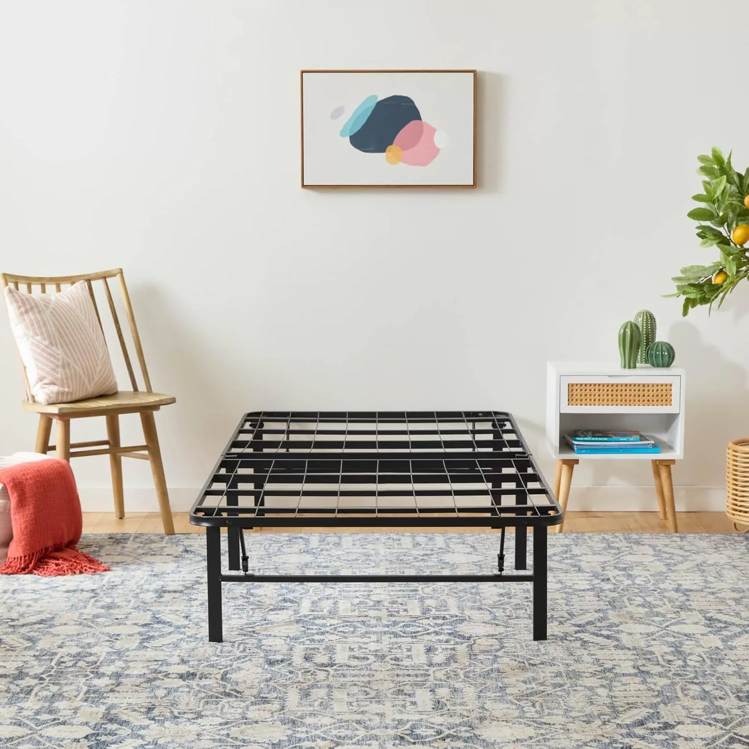 imageLinenspa Heavy Duty Metal Platform Bed Frame  No Box Spring Needed  Underbed Storage  Simple Tool Free Assembly  14 High  Sturdy  Steel Slats  Sleek Modern Design  Queen SizeTwin