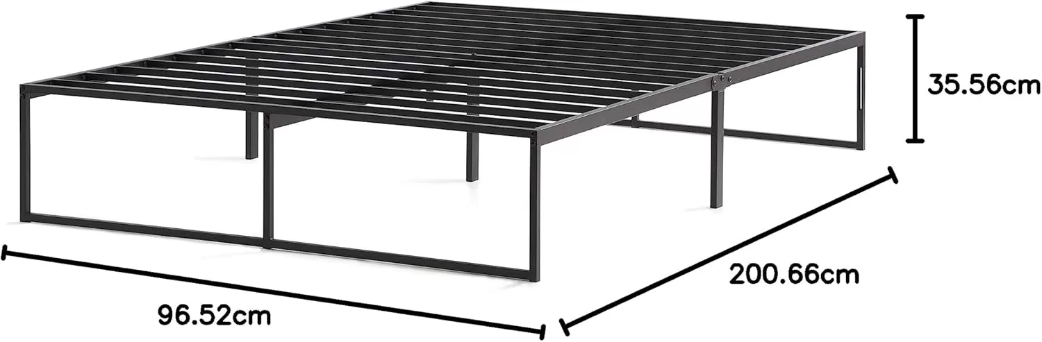 imageLinenspa Heavy Duty Metal Platform Bed Frame  No Box Spring Needed  Underbed Storage  Simple Tool Free Assembly  14 High  Sturdy  Steel Slats  Sleek Modern Design  Queen SizeTwin XL