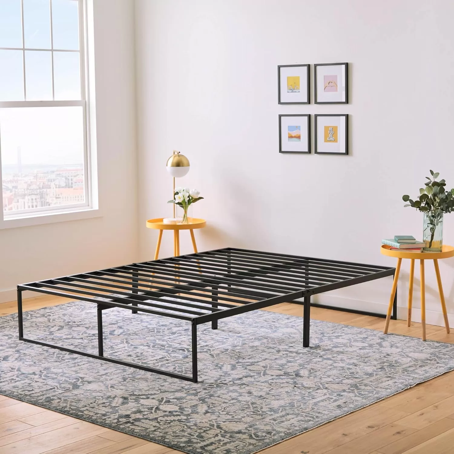 imageLinenspa Heavy Duty Metal Platform Bed Frame  No Box Spring Needed  Underbed Storage  Simple Tool Free Assembly  14 High  Sturdy  Steel Slats  Sleek Modern Design  Queen SizeTwin