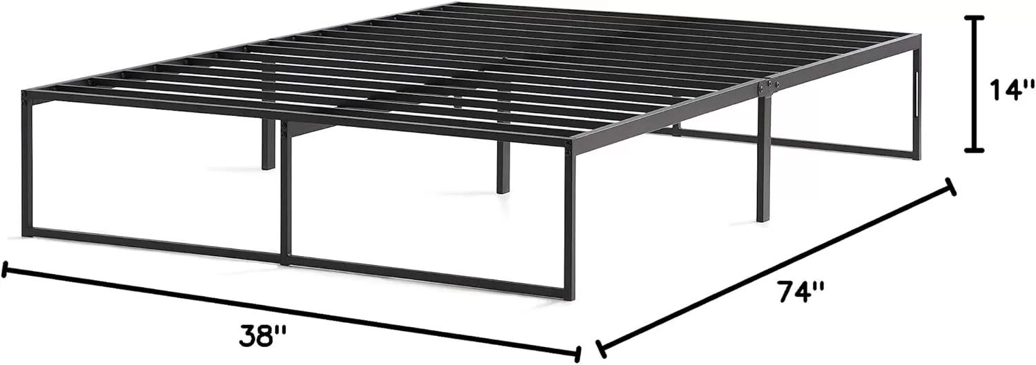 imageLinenspa Heavy Duty Metal Platform Bed Frame  No Box Spring Needed  Underbed Storage  Simple Tool Free Assembly  14 High  Sturdy  Steel Slats  Sleek Modern Design  Queen SizeTwin