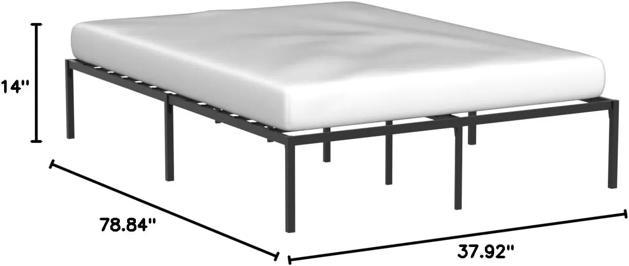 imageLinenspa Heavy Duty Metal Platform Bed Frame  No Box Spring Needed  Underbed Storage  Simple Tool Free Assembly  14 High  Sturdy  Steel Slats  Sleek Modern Design  Queen SizeTwin XL