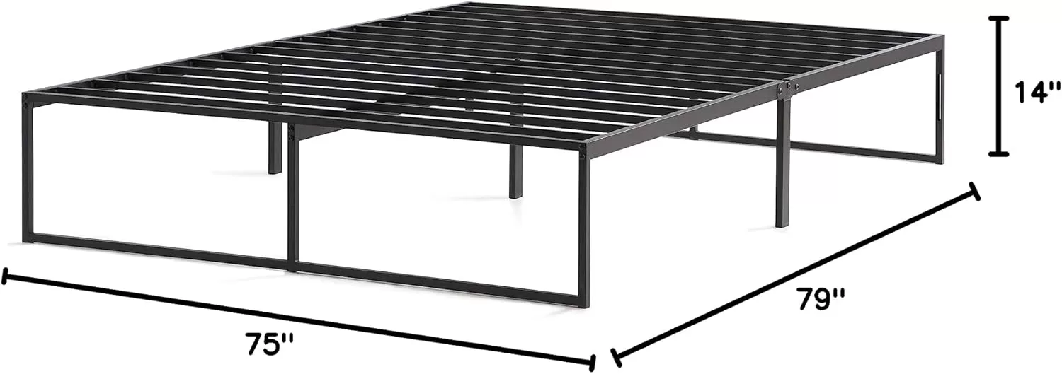 imageLinenspa Heavy Duty Metal Platform Bed Frame  No Box Spring Needed  Underbed Storage  Simple Tool Free Assembly  14 High  Sturdy  Steel Slats  Sleek Modern Design  Queen SizeKing